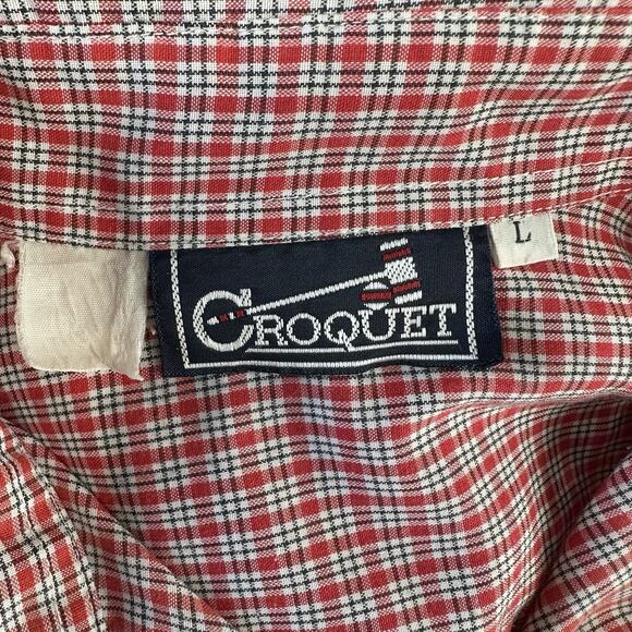 Vintage croquet plaid cowboy boot embroidered button up long sleeve shirt Size L - Picture 4 of 5